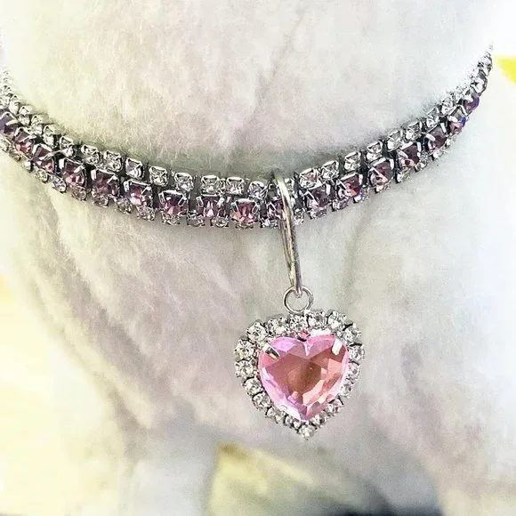 NEW Sparkling Bling Swarovski Crystal Rhinestone Heart Pet Collar: Cat O… - Picture 5 of 7